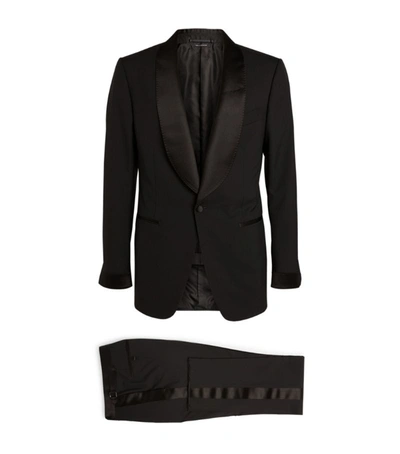 Tom Ford Silk-trim Single-breasted Suit In Black