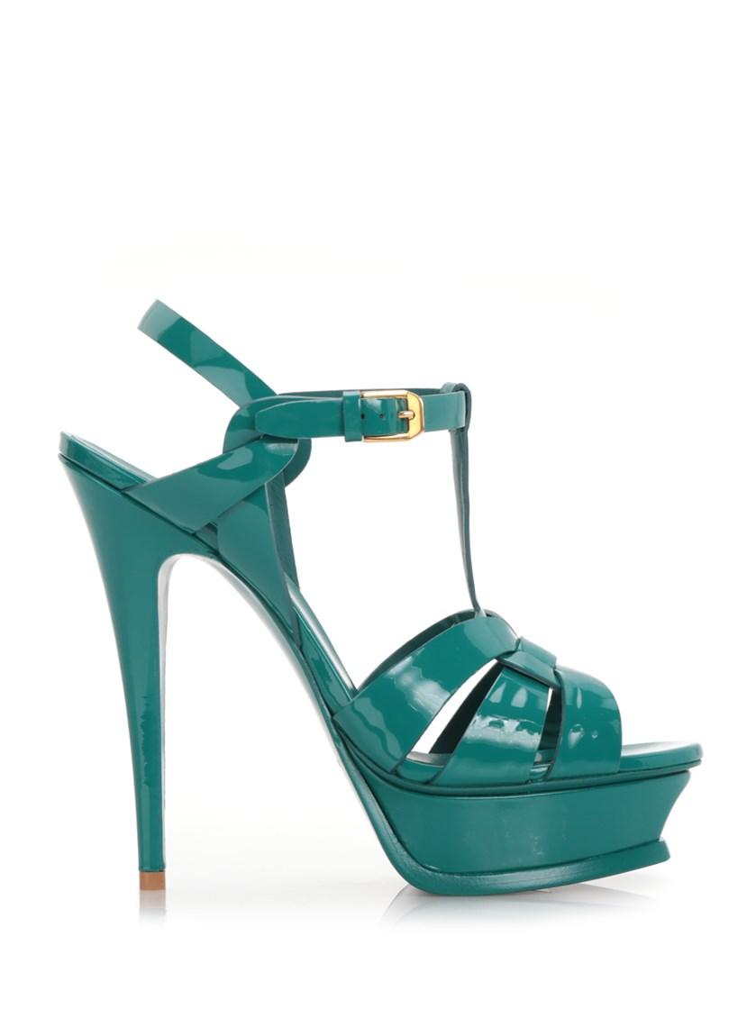 Saint Laurent 'tribute 105' Green Patent Sandals | ModeSens
