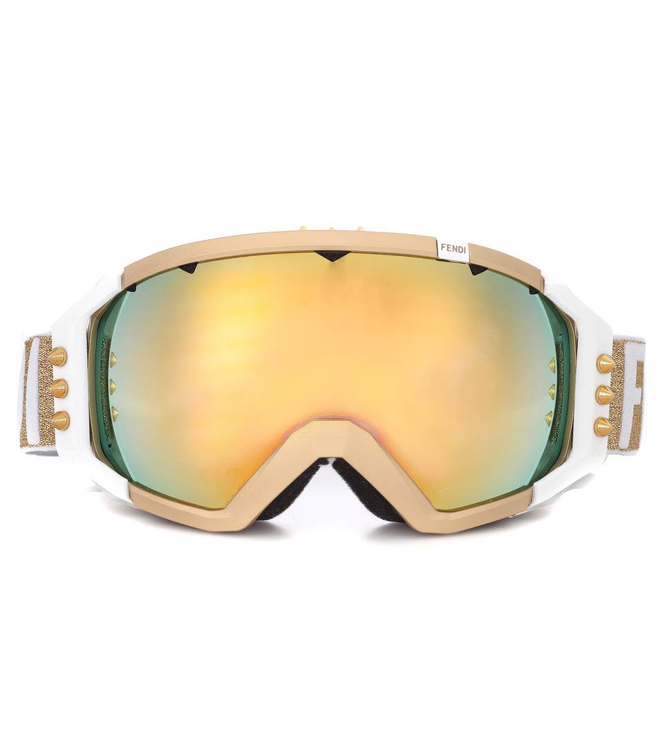 Fendi Golden Roma Studded Mirrored Ski Goggles ModeSens