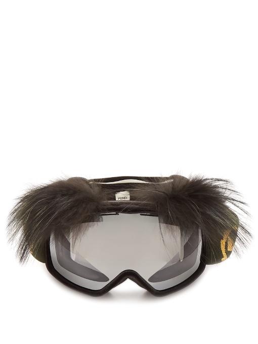 Fendi Fur-trimmed Ski Goggles In Black | ModeSens