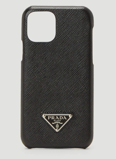 Prada Iphone 11 Pro Leather Case In Black