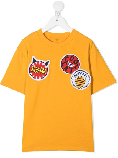 Stella Mccartney Kids' Appliquéd Cotton T-shirt In Orange