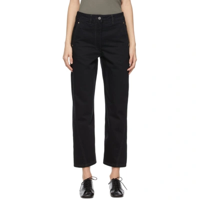 Lemaire Twist-seam High-rise Tapered Jeans In Black