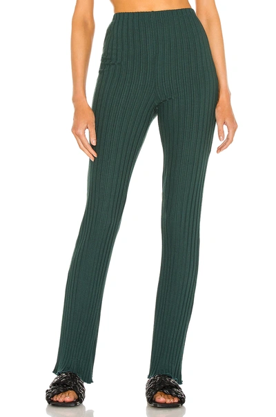 Lovers & Friends Ribbed Flare Pant In Emerald Green