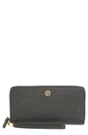 Tory Burch Robinson Leather Passport Continental Wallet In Black