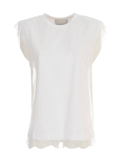Philosophy Di Lorenzo Serafini Lace Applique Rear Logo Printed T-shirt In White