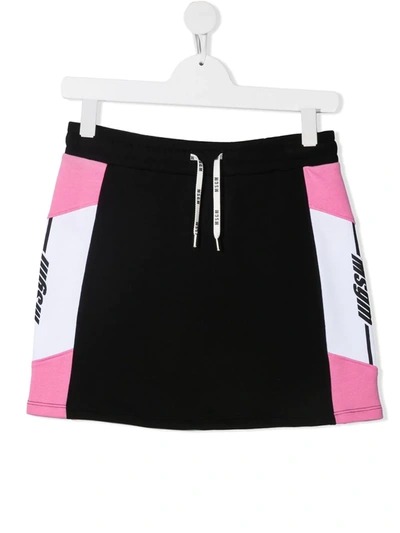 Msgm Kids' Jersey Cotton Skirt With Inlay In Black