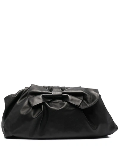 Red Valentino Leather Clutch Bag In Black