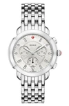 Michele Sidney Chronograph Diamond Watch Head & Bracelet, 38mm In Silver/ Mop