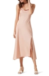 Astr Cowl Slip Midi Dress In Blush