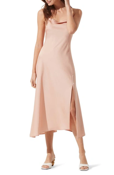 Astr Cowl Slip Midi Dress In Blush