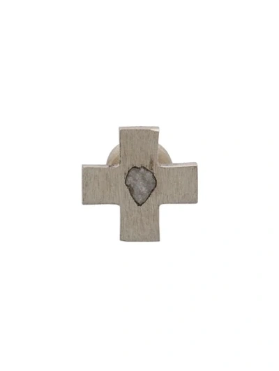 Parts Of Four Cross Stud Diamond Single Earring In Metallic