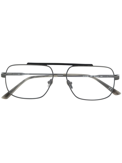 Calvin Klein Ck18106 Rectangular-frame Glasses In 008 Gunmetal Black