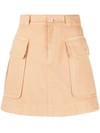 See By Chloé Mini Skirt With Oversized Pockets In Pink,beige