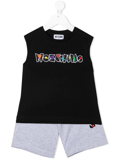 Moschino Kids' Embroidered Logo Tracksuit In Black