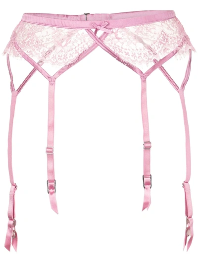 Fleur Du Mal Frankie Lace Strappy Garter Belt In Pink
