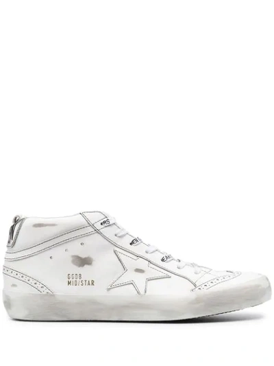 Golden Goose Mid-star High-top Sneakers In White
