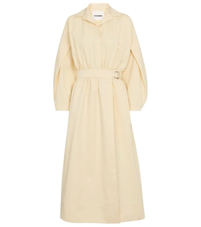 Jil Sander Cotton And Silk Midi Dress In Neutrals