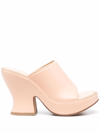 Bottega Veneta 115mm Wedge Leather Mules In Pink