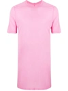 Rick Owens Long-line Silk-blend T-shirt In Pink