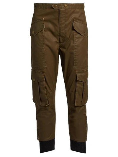 Isabel Marant Étoile Dexter Cropped Coated-twill Trousers In Khaki
