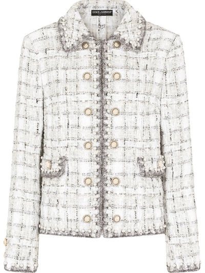 Dolce & Gabbana Embellished Tweed Blazer In Multicolor