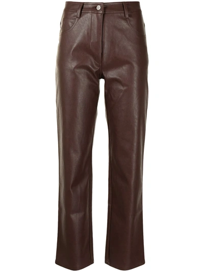 Miaou Junior Slim-fit High-rise Vegan Leather Trousers In Brown