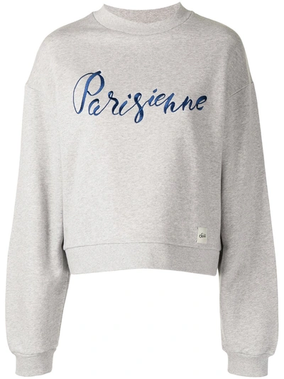 Etre Cecile Être Cécile Parisienne Embroidered Sweatshirt In Grey