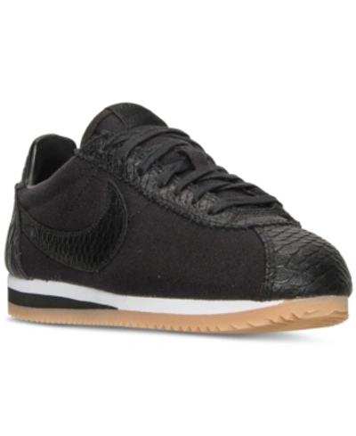 Nike Women's Classic Cortez Se Casual Sneakers From Finish Line In Black/black-white-gum Yel
