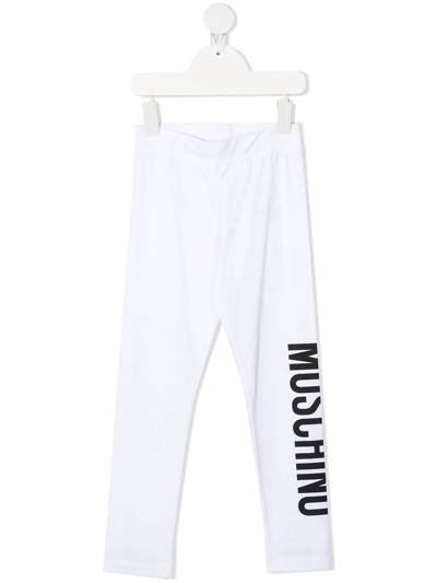 Moschino Kids' Logo-print Elasticated-waist Leggings In White