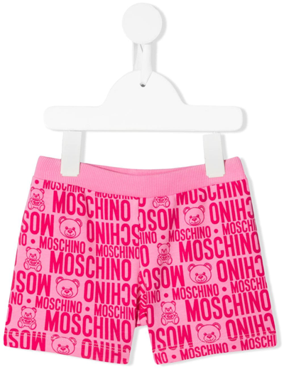 Moschino Babies' Logo印花短裤 In Fucsia