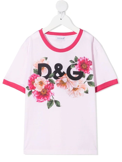 Dolce & Gabbana Kids' Printed Cotton Jersey T-shirt In White