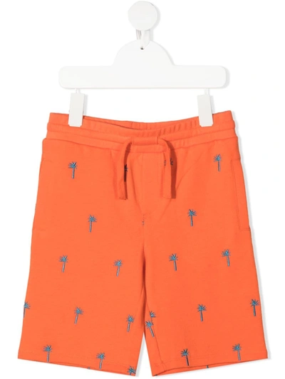 Stella Mccartney Kids' Embroidery Bermuda Shorts In Orange