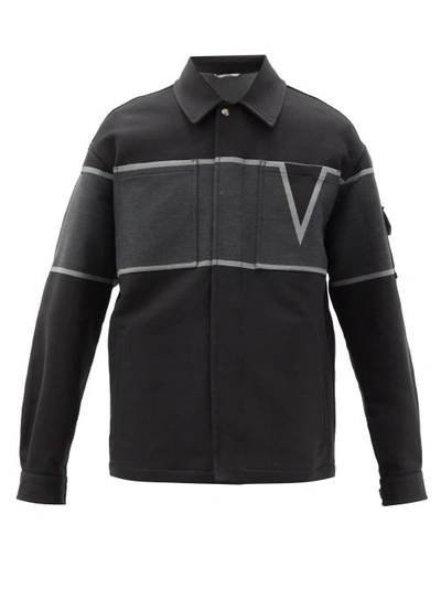 Valentino V-logo Cotton-twill Jacket In Nero Grigio