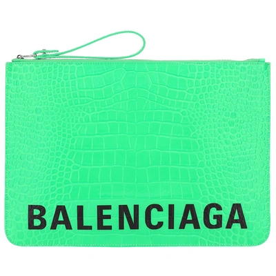 Balenciaga Women's Leather Clutch Handbag Bag Purse In Green