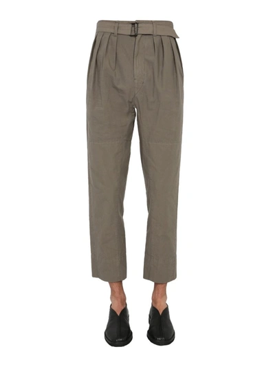 Lemaire Pleated Cropped Trousers In Beige