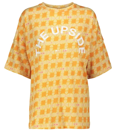 The Upside Shibori Carla Printed Cotton And Linen-blend Jersey T-shirt In Orange