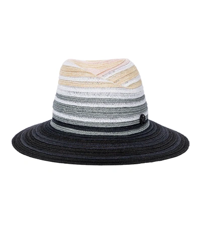 Maison Michel Virginie Hemp Straw Fedora Hat In Blue,grey,pink