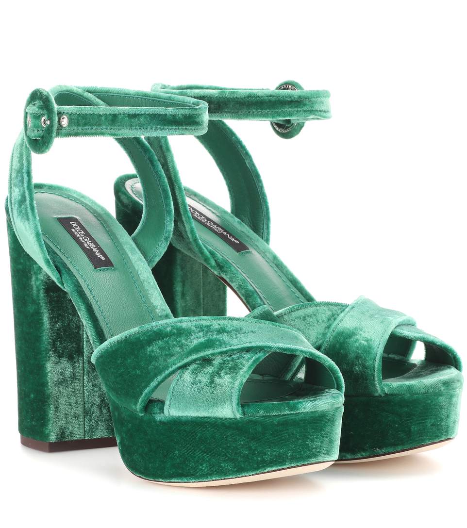 green platform sandals