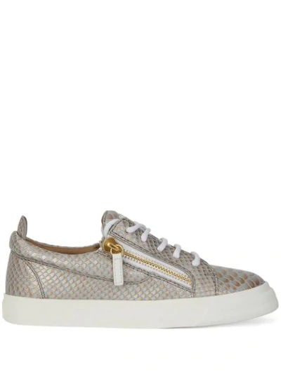 Giuseppe Zanotti Frankie Snake-effect Sneakers In Silver