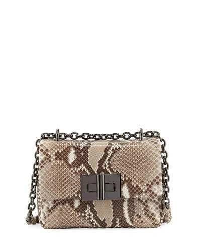 Tom Ford Natalia Python Chain Crossbody Bag In Beige