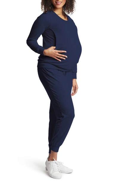 Everly Grey Whitney 2-piece Maternity/nursing Lounge Set In Denim Blue