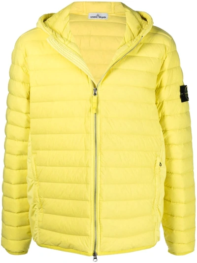 Stone Island Loom Woven Quilted Zipped Jacket In Yellow