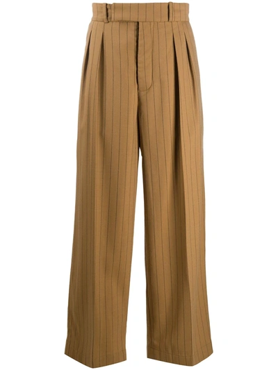 Nanushka Brown Dima Striped Loose Tailored Trousers In Beige