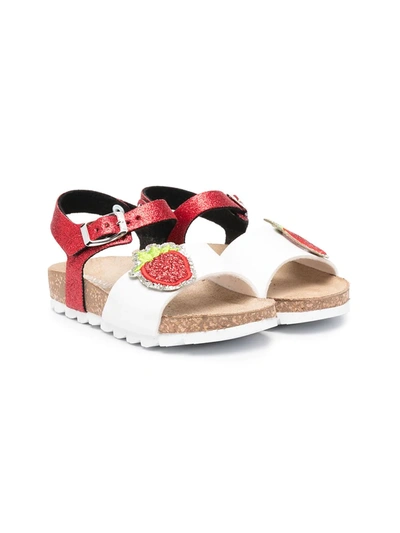 Monnalisa Kids' Glitter Strawberry Sandals In Red