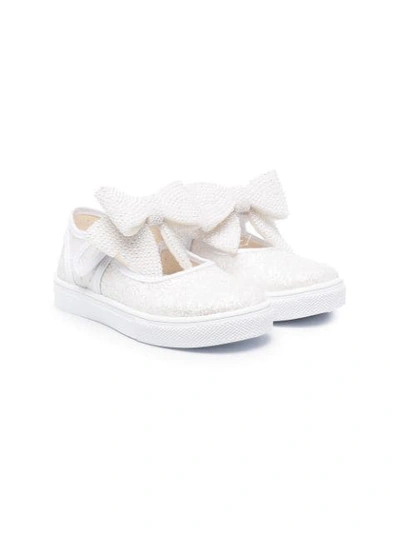 Monnalisa Kids' Bow-detail Ballerina Shoes In White