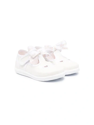 Monnalisa Kids' Tie-fastening Ballerina Shoes In White