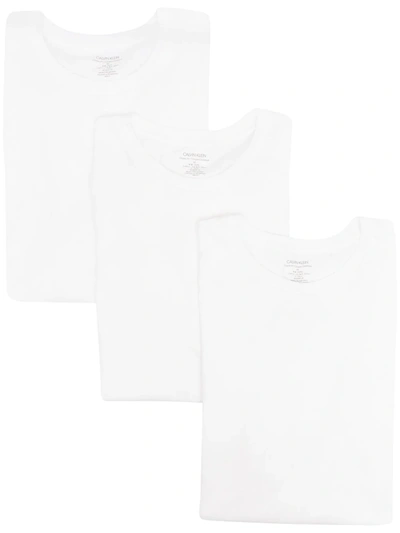 Calvin Klein Round Neck Short-sleeved T-shirt Set Of 3 In White