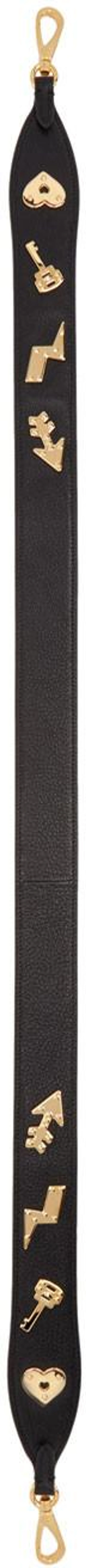 Miu Miu Black Leather Charms Shoulder Strap In F0002 Black