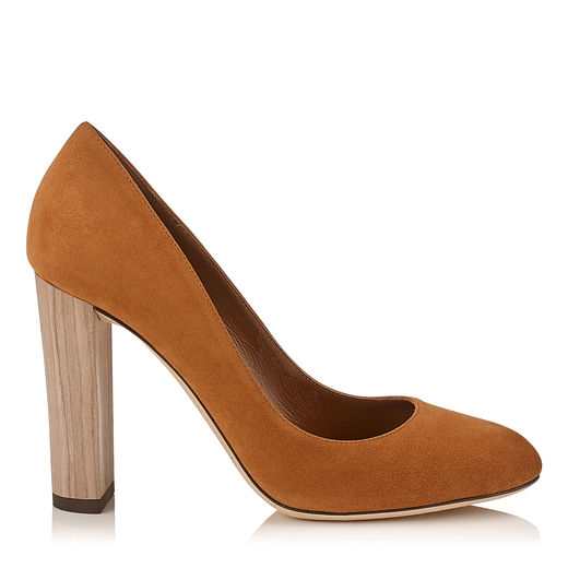 Jimmy Choo Laria 100 Canyon Suede Round Toe Pumps With Wood Heel | ModeSens